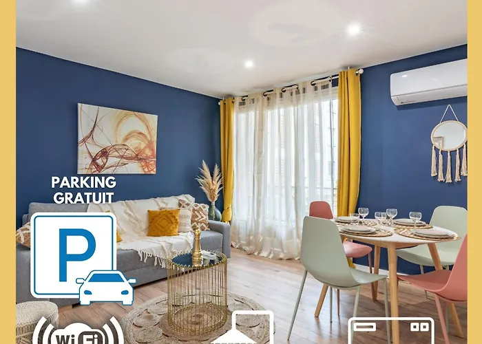Amja Proche Clinique Saint-Roch Apt 3 Chambres 3 Salles De Bain Parking Gratuit Ideal Famille Groupe Coworking 10 Min Centre Ville 10 Min Plage 5 Min Sortie Autoroute